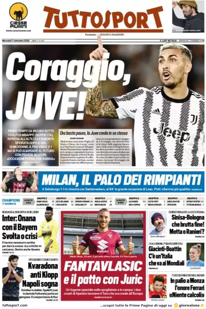 tuttosport 7 settembre