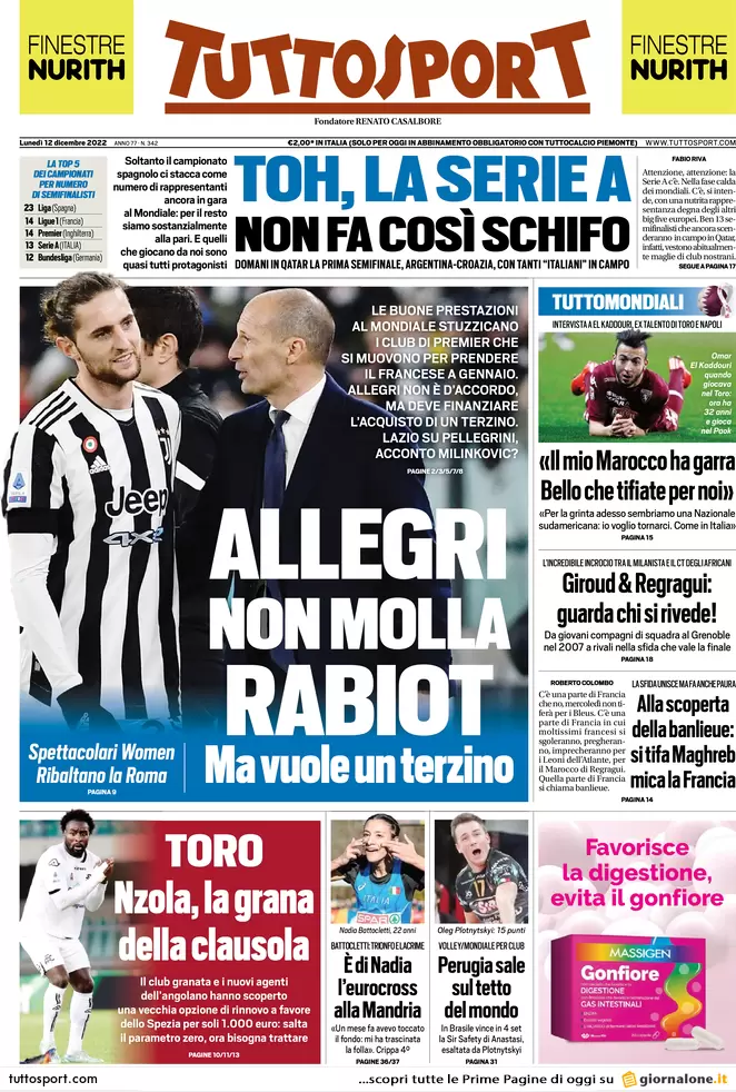 tuttosport 12 dicembre