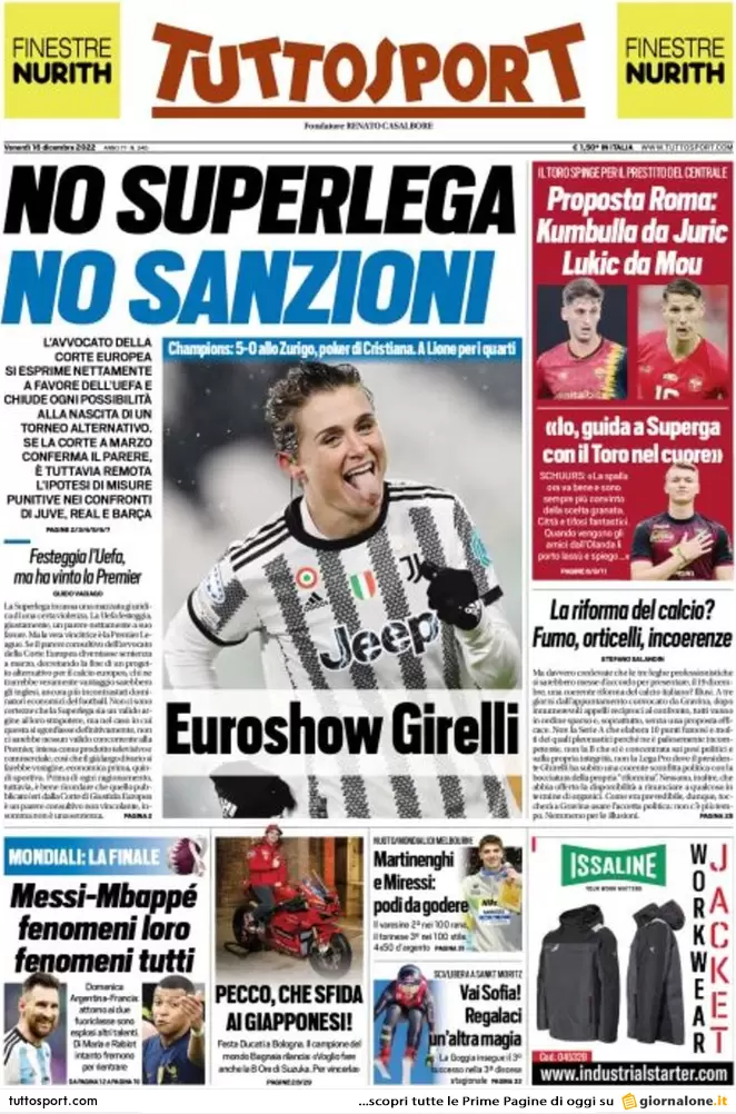 tuttosport 16 dicembre